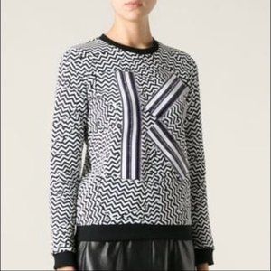 KENZO Paris XS Broken Floor Crewneck Sweatshirt All Over Pattern Black White